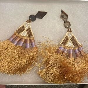 Free people fun earringss with gold and beading